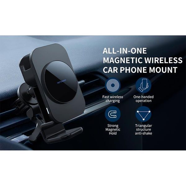 Держатель для телефона в машину 3in1 MagSafe Wireless Car Charger Carvent & Dashboard S6 |5-10W| S6 фото