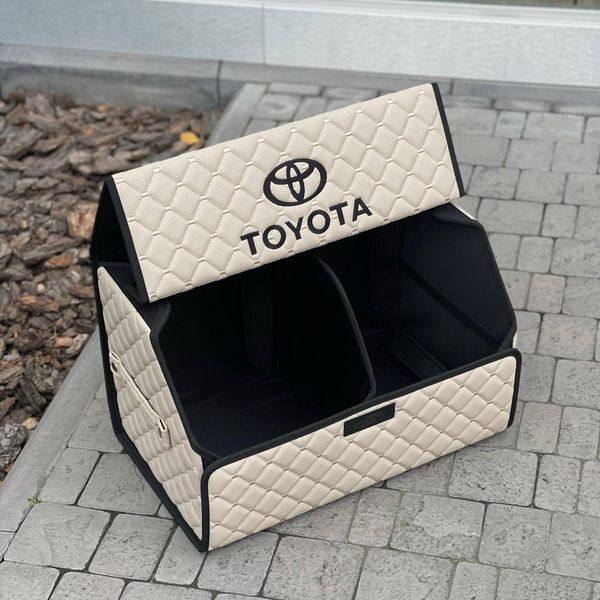 Органайзер в багажник на магните с логотипом Toyota из экокожи, черный, 50 см, сумка в багажник MP02133 фото