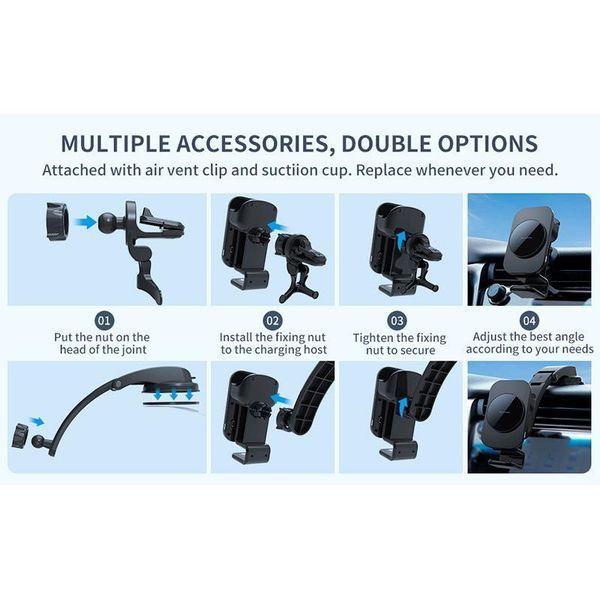 Держатель для телефона в машину 3in1 MagSafe Wireless Car Charger Carvent & Dashboard S6 |5-10W| S6 фото
