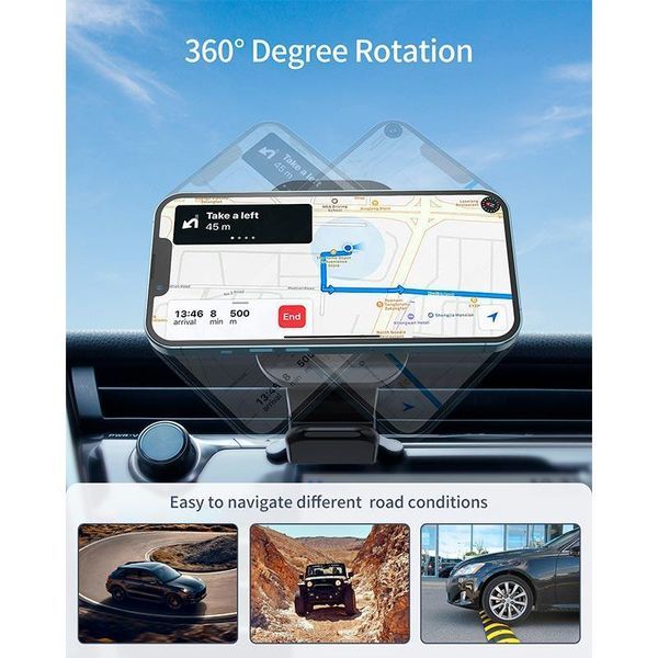 Держатель для телефона в машину 3in1 MagSafe Wireless Car Charger Carvent & Dashboard S6 |5-10W| S6 фото