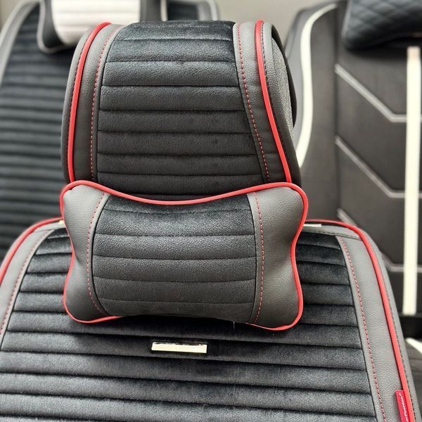 Подушки в машину на підголівник MONACO, CarFashion, чорний/червоний, 2 шт 000004890 фото