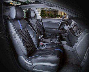Чохли на сидіння SECTOR 3D, CarFashion, передній ряд, чорний/синій 000006311 фото