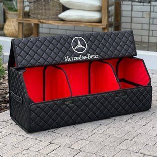 Органайзер в багажник на магните с логотипом Mercedes из экокожи, черный, 80 см, сумка в багажник 200004109 фото