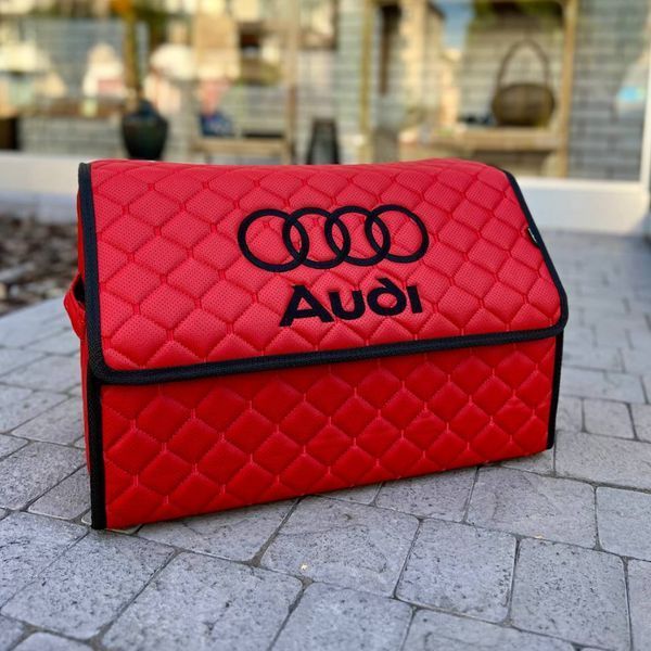 Органайзер в багажник з вишивкою Audi, червоний, 50 см, автомобільний органайзер в авто 000005264 фото