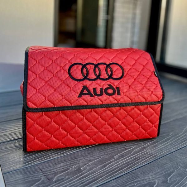 Органайзер в багажник з вишивкою Audi, червоний, 50 см, автомобільний органайзер в авто 000005264 фото