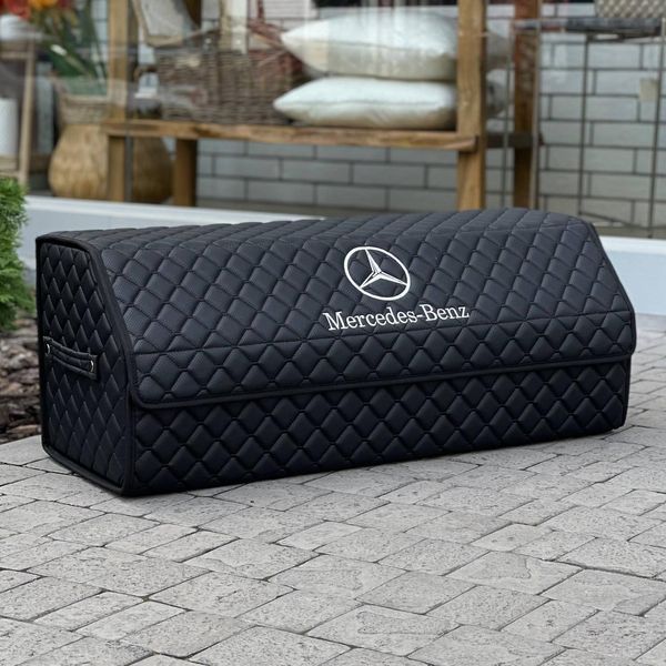 Органайзер в багажник на магните с логотипом Mercedes из экокожи, черный, 80 см, сумка в багажник 200004109 фото