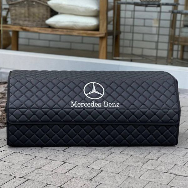 Органайзер в багажник на магните с логотипом Mercedes из экокожи, черный, 80 см, сумка в багажник 200004109 фото