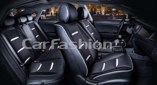 Авточохли на сидіння BUSINESS 3D, CarFashion, комплект, чорний/сірий 000006332 фото