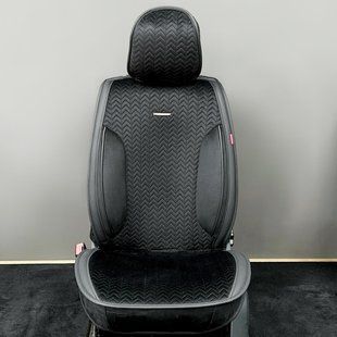 Авточохли на сидіння SHEVRON, CarFashion, передній ряд, чорний 000007495 фото