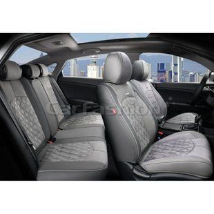 Чехлы на сиденья DIAMOND 5D, CarFashion, комплект, т.серый/т.серый 27034 фото