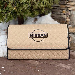 Органайзер у багажник із логотипом Nissan з екошкіри, бежевий 65 см, автоорганайзер 200041909 фото