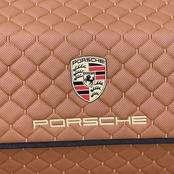 Органайзер в багажник с вышивкой Porsche, коньячный, 65 см, автомобильный органайзер в авто ORG65-PORSCHE-05 фото