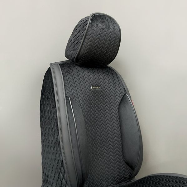 Авточехлы на сиденья SHEVRON, CarFashion, передний ряд, черный 000007495 фото