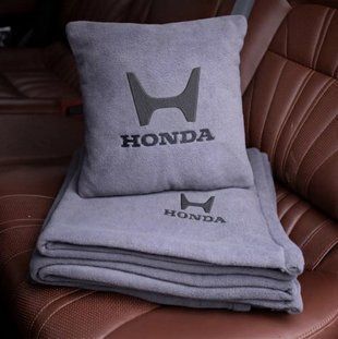 Подушка та плед в автомобіль з логотипом Honda, флісовий набір FLISET-HONDA-GRA-GRA фото