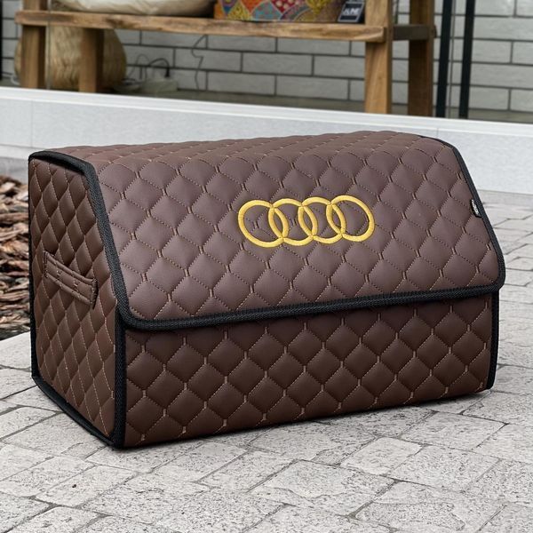 Органайзер у багажник з вишивкою Audi, коричневий, 50 см, автомобільний органайзер в авто 00021164 фото