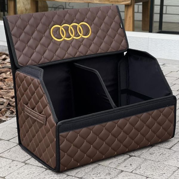 Органайзер у багажник з вишивкою Audi, коричневий, 50 см, автомобільний органайзер в авто 00021164 фото