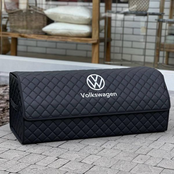 Органайзер в багажник с логотипом Volkswagen из экокожи, черный, 80 см, автомобильный органайзер ORG80-VOLKSWAGEN-09 фото