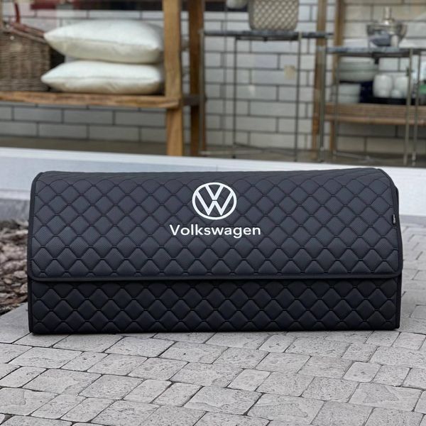 Органайзер в багажник с логотипом Volkswagen из экокожи, черный, 80 см, автомобильный органайзер ORG80-VOLKSWAGEN-09 фото