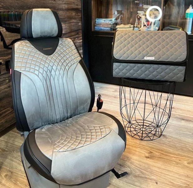 Авточохли на сидіння SHELL 5D, CarFashion, комплект, сірий/чорний SHELL-22520 фото