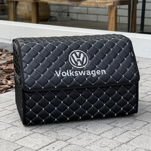 Органайзер в багажник с вышивкой Volkswagen, черный с белой ниткой, 50 см, автомобильный органайзер в авто 000006092 фото