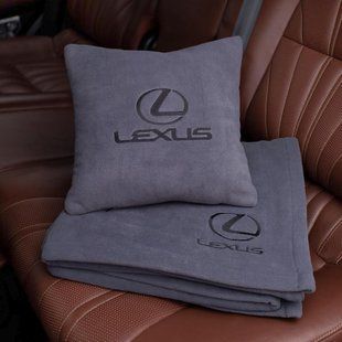 Подушка и плед в машину с логотипом Lexus, флисовый набор FLISET-LEXUS-GRA-GRA фото