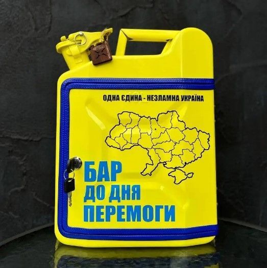 Каністра бар 10л, з підсвічуванням, оригінальний подарунок чоловіку, міні-бар K10-YEL-G-25 фото