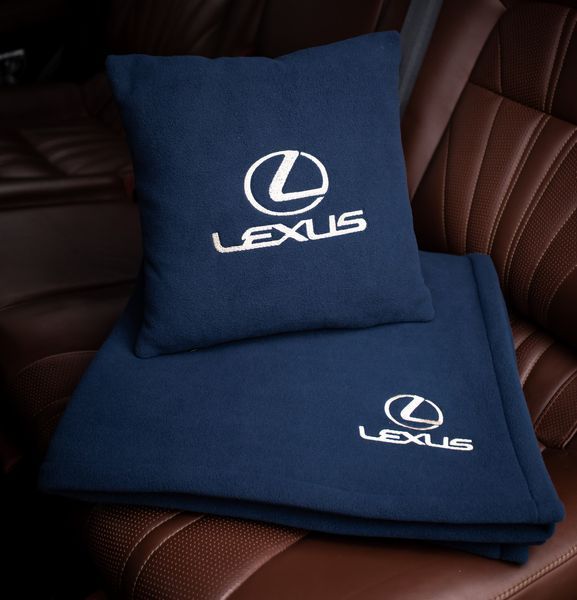 Подушка та плед в автомобіль з логотипом Lexus, флісовий набір FLISET-LEXUS-GRA-GRA фото