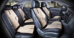 Чохли на сидіння SECTOR 3D, CarFashion, комплект, бежевий/чорний 000006306 фото