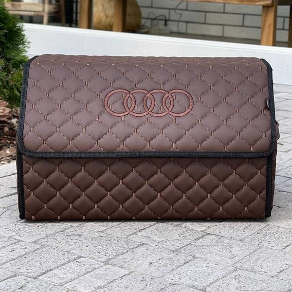 Органайзер у багажник з вишивкою Audi, коричневий, 50 см, автомобільний органайзер в авто 00021193 фото