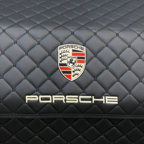Органайзер в багажник с логотипом Porsche из экокожи, черный, 80 см, автоорганайзер 000007210 фото