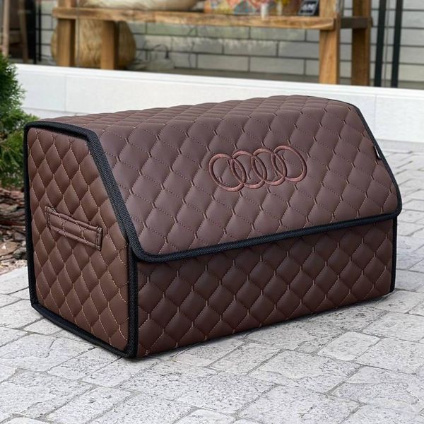 Органайзер у багажник з вишивкою Audi, коричневий, 50 см, автомобільний органайзер в авто 00021193 фото