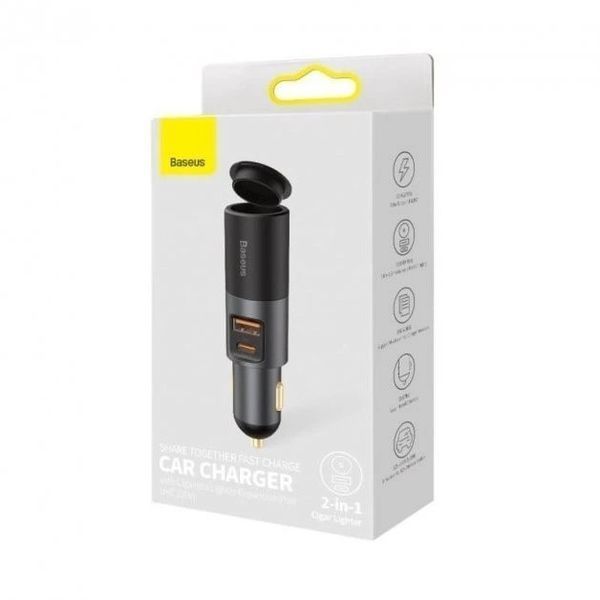 Адаптер автомобильный Baseus CCBX-120C 120W (2&times;USB/Type-C, черный) CCBT-C0G фото