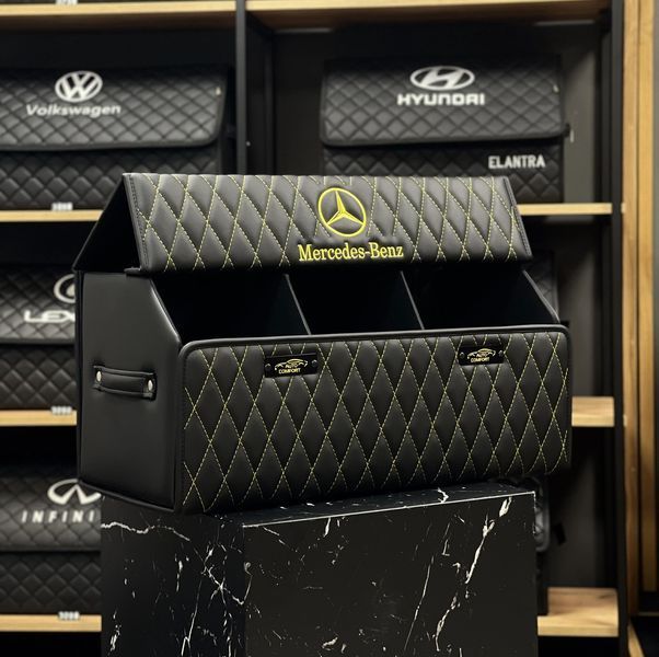 Сумка - органайзер в багажник Premium Diamond с вышивкой логотипа Mercedes, магнитная фиксация, размер L 65 см 200042627 фото