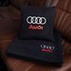 Подушка та плед в автомобіль з логотипом AUDI чорний, флісовий набір FLISET-AUDI-BLK-WHI-RED фото 1