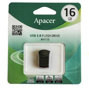 USB флеш-накопитель Apacer 16GB AH116 Super Mini Black 000003772 фото
