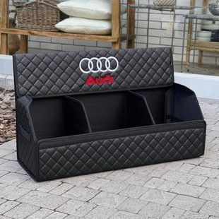 Органайзер в багажник с логотипом Audi из экокожи, черный, 80 см, складной органайзер в багажник 000006731 фото
