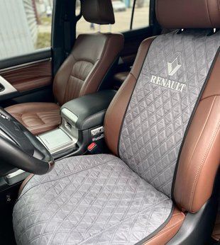 Накидки на сидіння АЛЬКАНТАРА ПРЕМІУМ з вишивкою RENAULT (Рено), передній ряд 000006367 фото