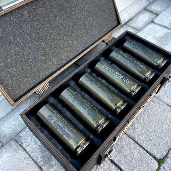 Подарочный набор из гильз с гравировкой, 100 мл, подарок ко Дню защитника Украины 000006384 фото