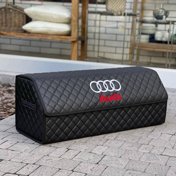 Органайзер в багажник с логотипом Audi из экокожи, черный, 80 см, складной органайзер в багажник 000006731 фото