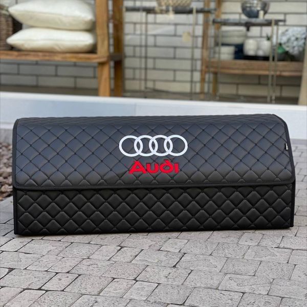 Органайзер в багажник с логотипом Audi из экокожи, черный, 80 см, складной органайзер в багажник 000006731 фото