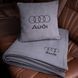 Подушка та плед в автомобіль з логотипом AUDI, флісовий набір FLISET-AUDI-BLU-WHI фото 5
