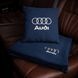 Подушка та плед в автомобіль з логотипом AUDI, флісовий набір FLISET-AUDI-BLU-WHI фото 1